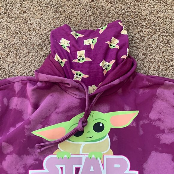 Star Wars Baby Yoda Pullover Hoodie Adult Unisex Sz 1X Built in Turtleneck - Picture 5 of 9